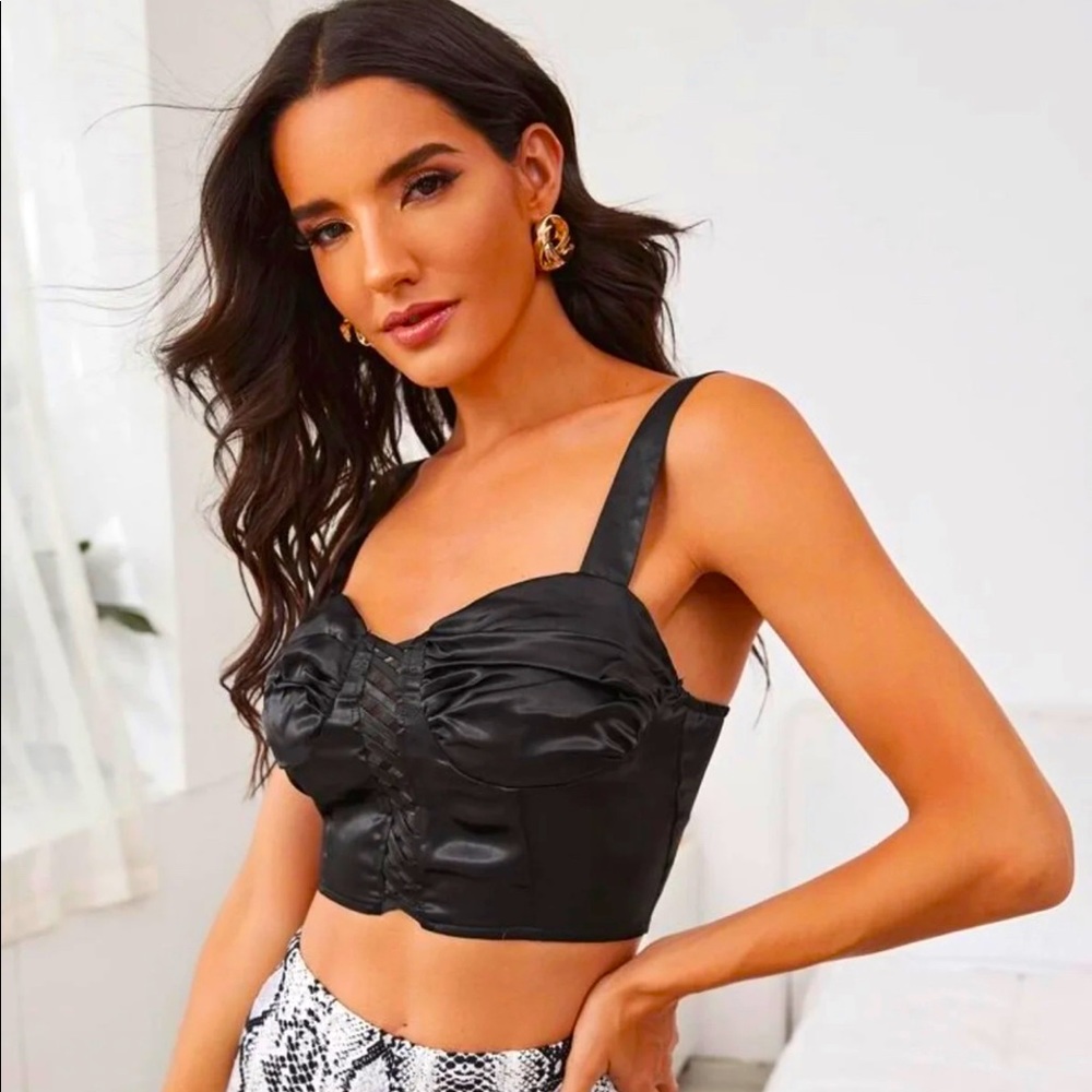 Zip Back Lace Up Ruched Cami Top
